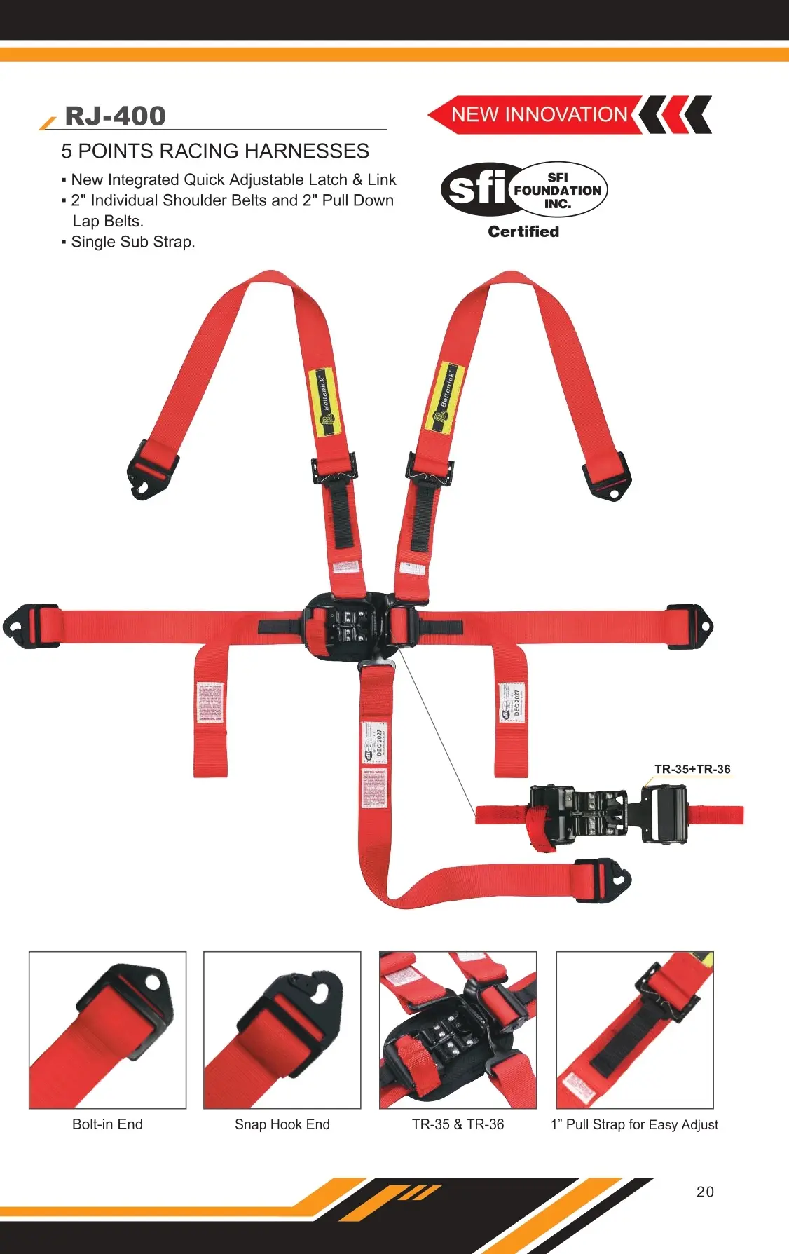 SFI 5-Point Racing Harness RJ-400 - Beltenick