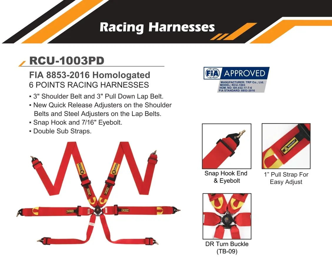 FIA 6-Point Racing Harness RCU-1003PD - Beltenick