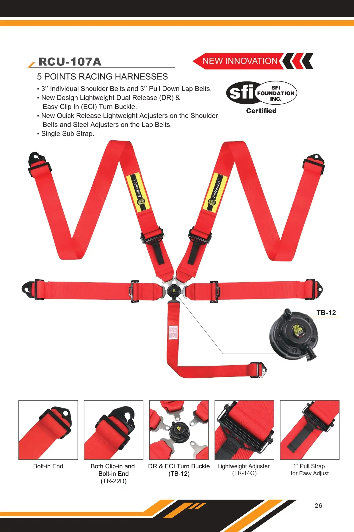 SFI 5-Point Racing Harness  RCU-107A - Beltenick