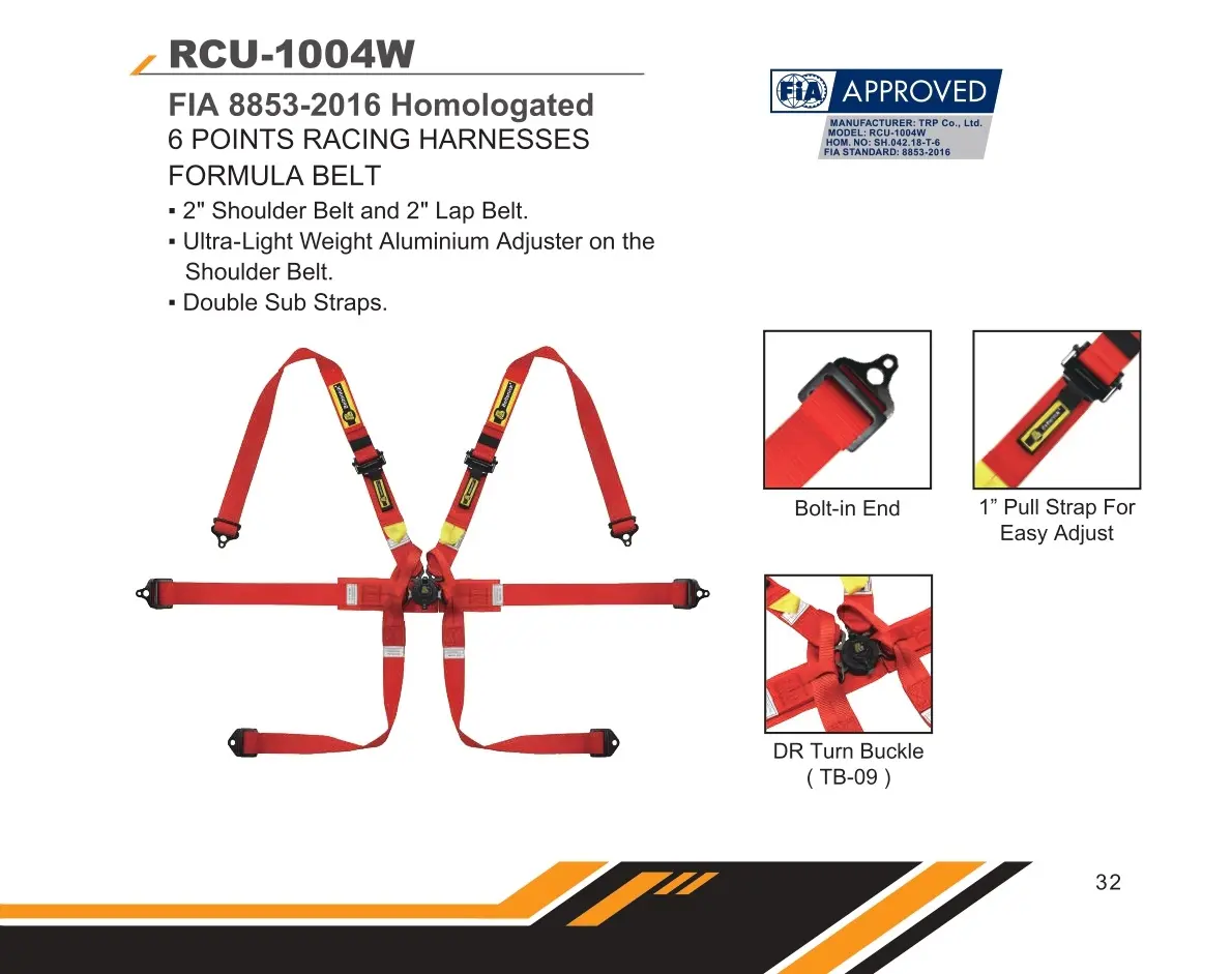 FIA 6-Point Racing Harness RCU-1004W - Beltenick