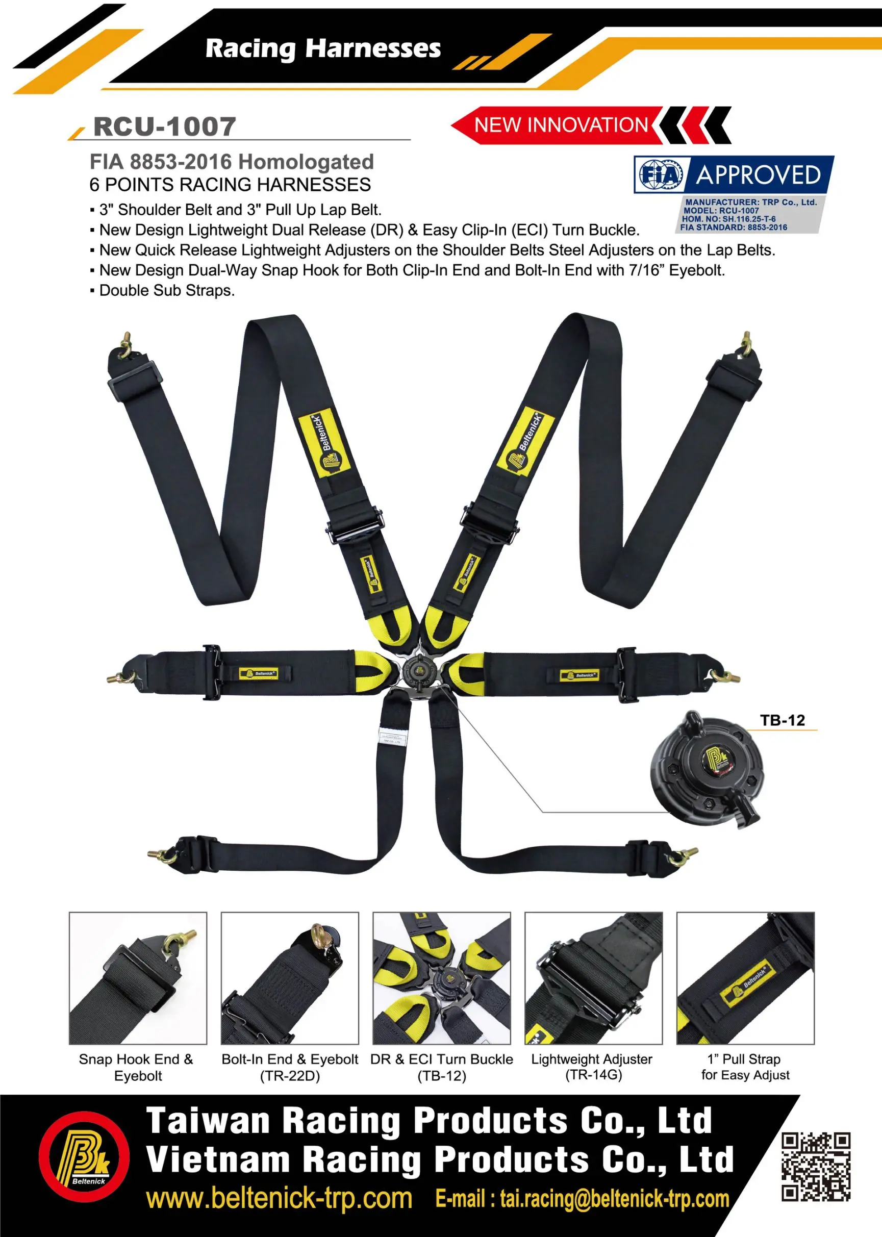 FIA 6-Point Racing Harness RCU-1007