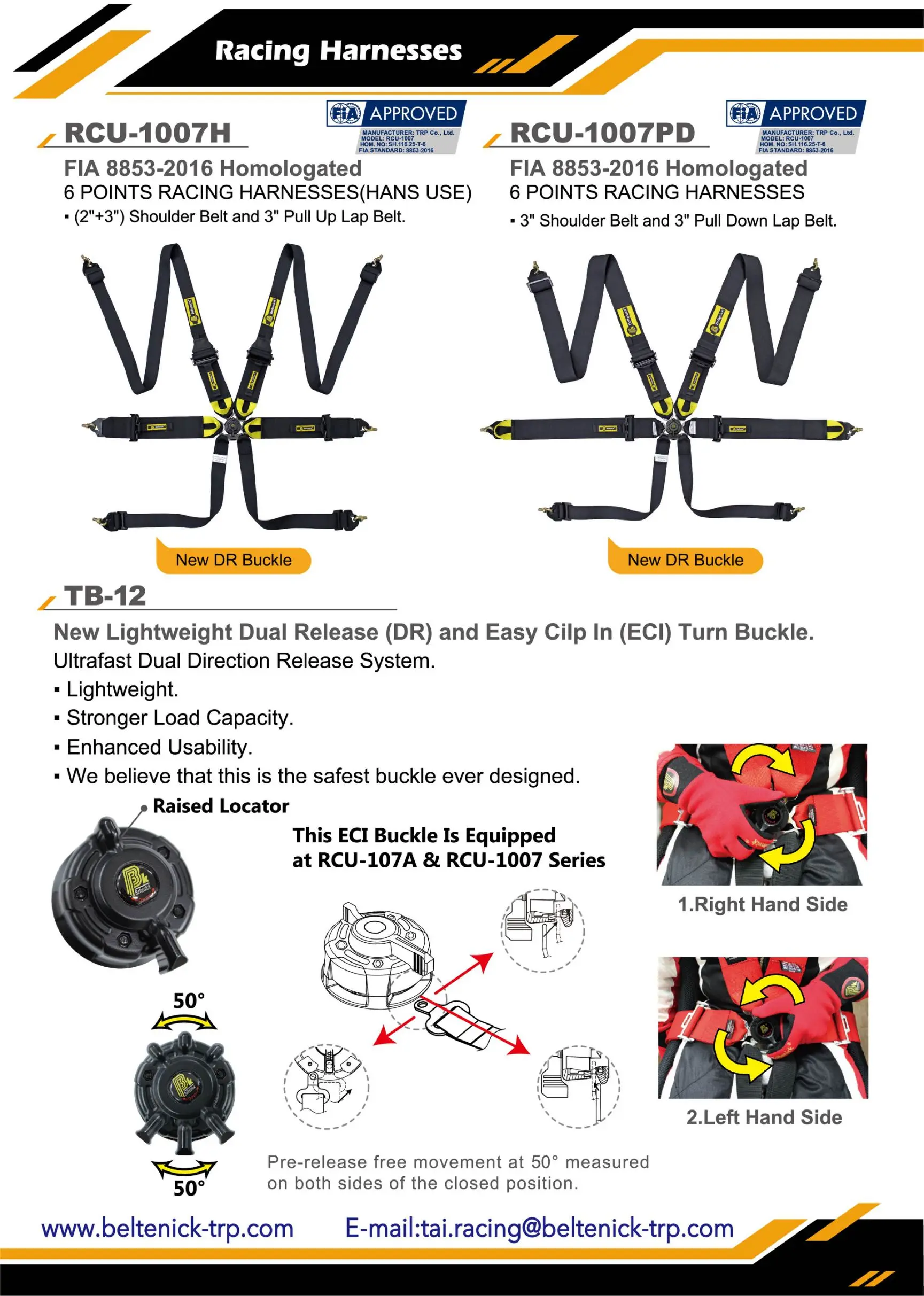 FIA 6-Point Racing Harness RCU-1007H - Beltenick